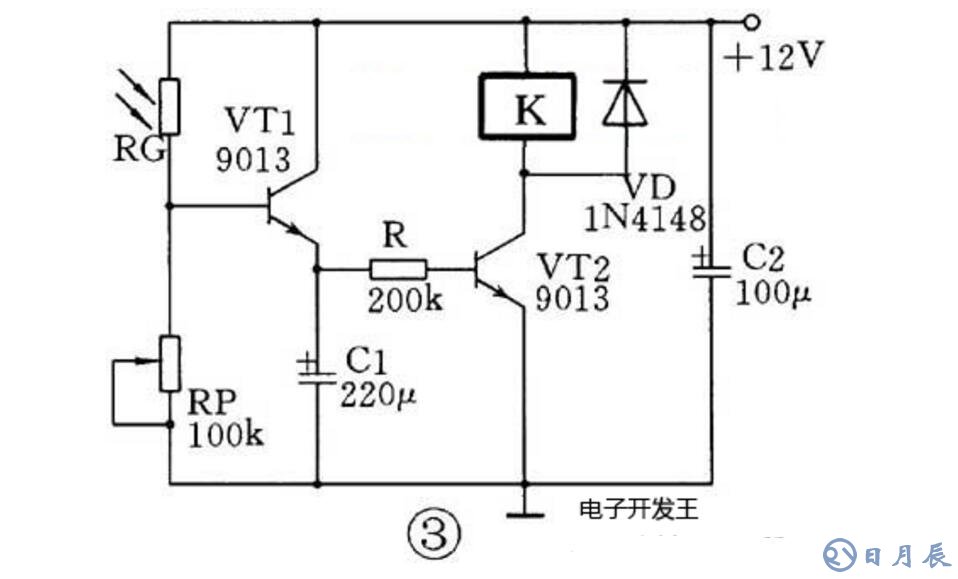 三極管組成的光控開關(guān)電路原理圖_四款光控開關(guān)電路圖