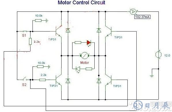 直流電機(jī)正反轉(zhuǎn)控制驅(qū)動(dòng)電路圖