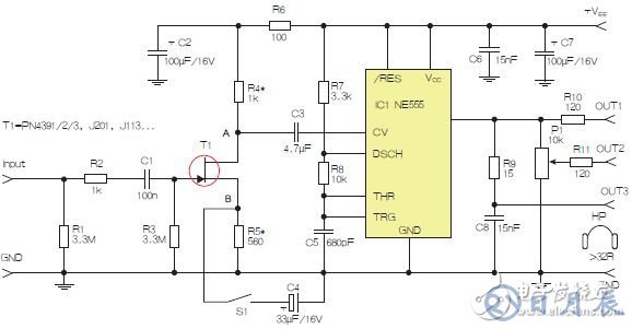 基于555定時器和D類放大器的耳機音頻線路驅(qū)動器設(shè)計